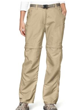 LL Bean No Fly Zone Convertible Khaki Pants MEDIUM REGULAR Zip Off Hiking Nylon